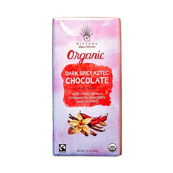 Nirvana Spicy Aztec Organic 72% Single Origin Dark Chocolate Bar - 100 g