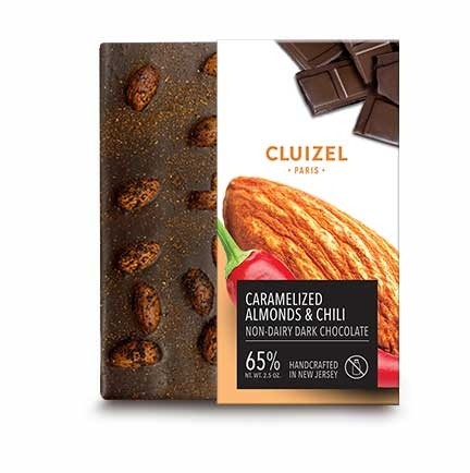 Michel Cluizel Almonds & Chili Pieces Dairy-Free Bar - 70g 80507