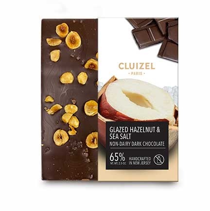 Michel Cluizel Dark Chocolate Glazed Hazelnuts & Sea Salt Dairy-Free Bar - 70g 80517