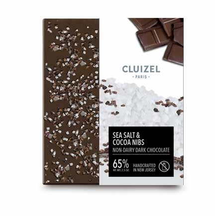 Michel Cluizel Dark Chocolate Sea Salt & Cocoa Nibs Dairy-Free Bar - 70g 80520