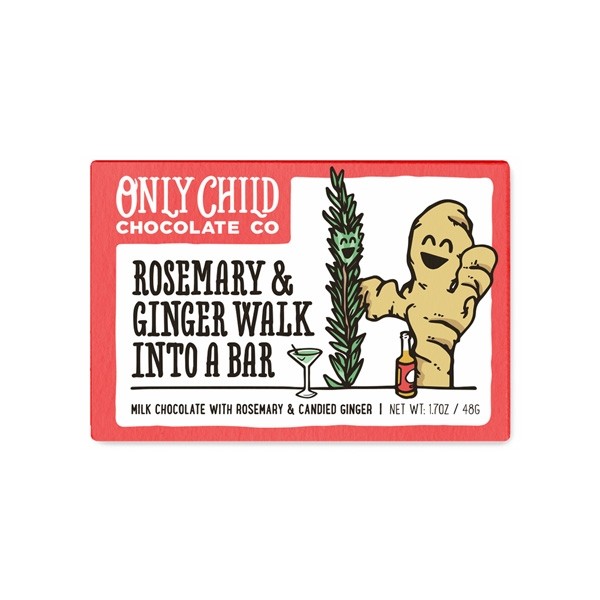 Only Child Rosemary & Ginger Walk into a Bar Milk Chocolate Bar - 48 g