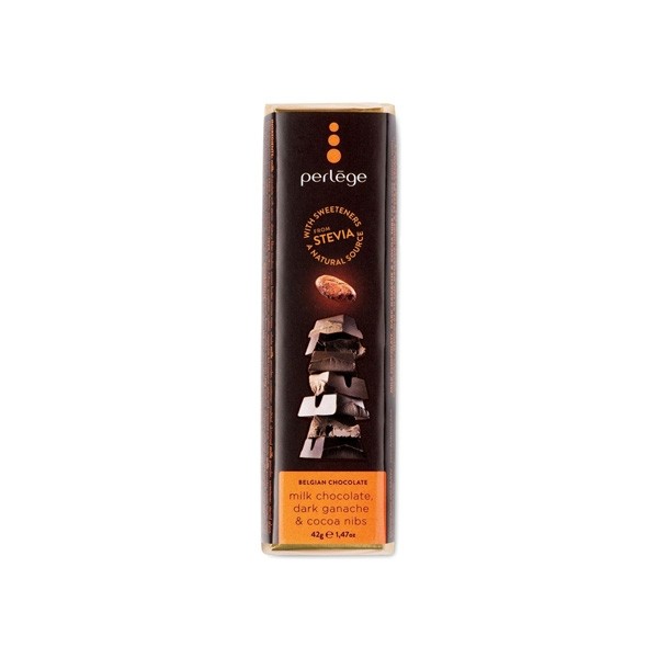 Perlege Stevia Sweetened 57% Milk Chocolate with Dark Ganache & Nibs Bar - 42 grams 3204
