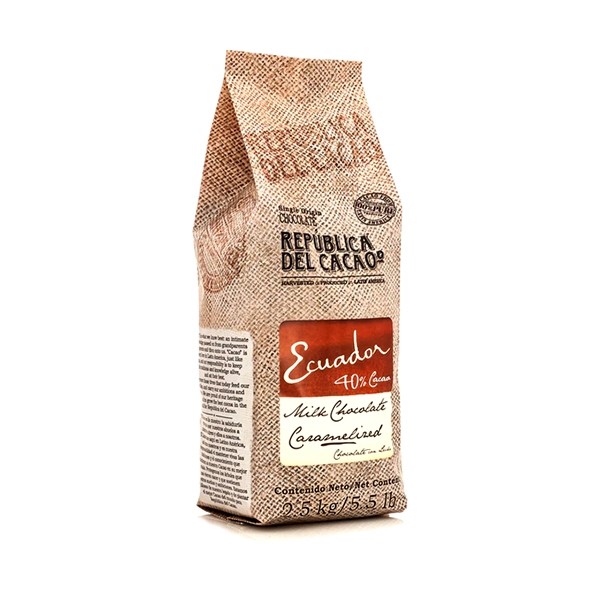 Republica del Cacao Ecuador 40% Single Origin Caramelized Milk Chocolate Buttons Bag - 2.5kg 18844