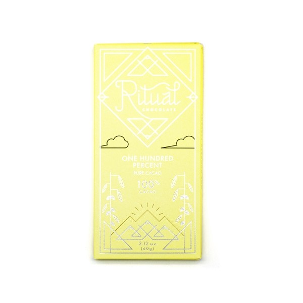 Ritual Chocolate One Hundred Percent 100% Dark Chocolate Bar - 60 grams