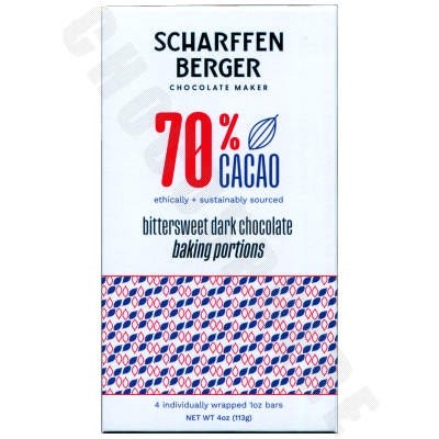 70% Bittersweet “Baking Portions” Dark Chocolate Bar - 4oz