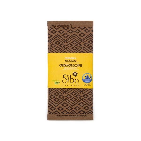 Sibo Cardamom & Coffee 45% Single Origin Milk Chocolate Bar - 50g