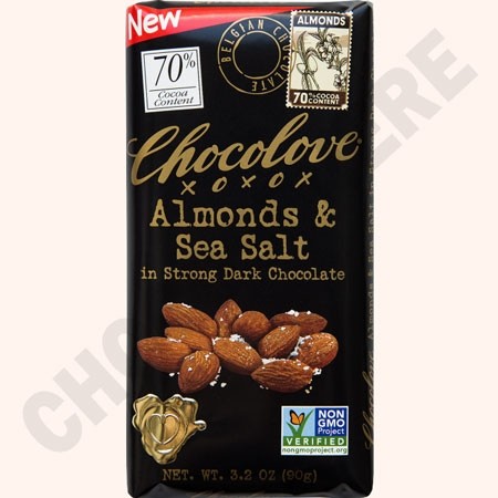 Almonds & Sea Salt in Strong 70% Dark Chocolate Bar - 90 g