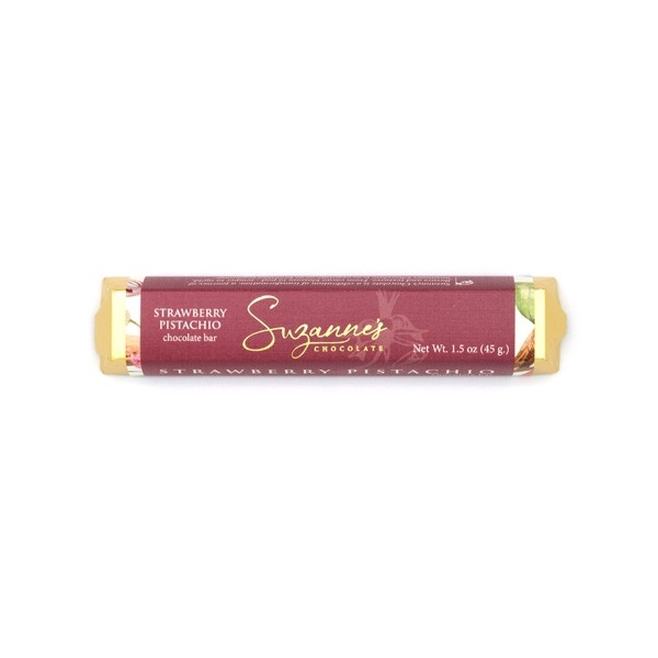 Suzanne's Strawberry Pistachio 61% Dark Chocolate Bar - 45 grams