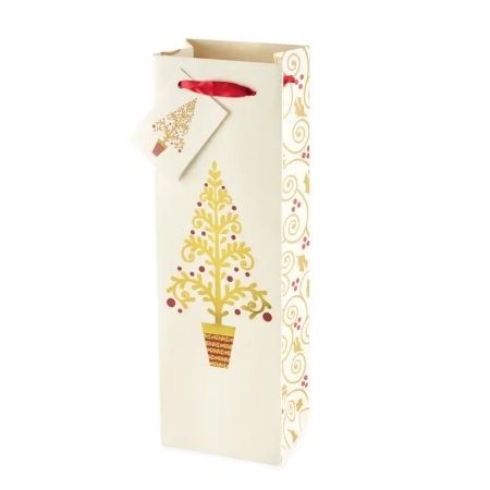 Golden Holiday Tree Wine Bag - Single Bottle – Add-on