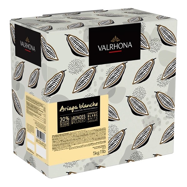 Valrhona Ariaga Blanche 30% White Chocolate Couverture Wafers Boxed Bag - 5kg 12141