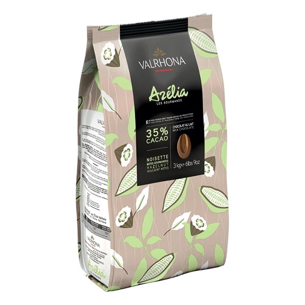 Valrhona Azélia Les Feves 35% Milk Chocolate Hazelnut Discs Bag - 3kg 11603