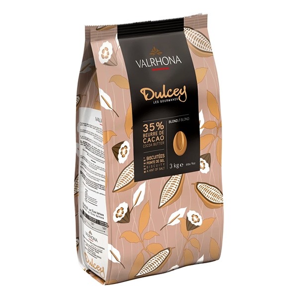 Valrhona Blond Dulcey Les Feves 35% White Chocolate Discs - 3kg