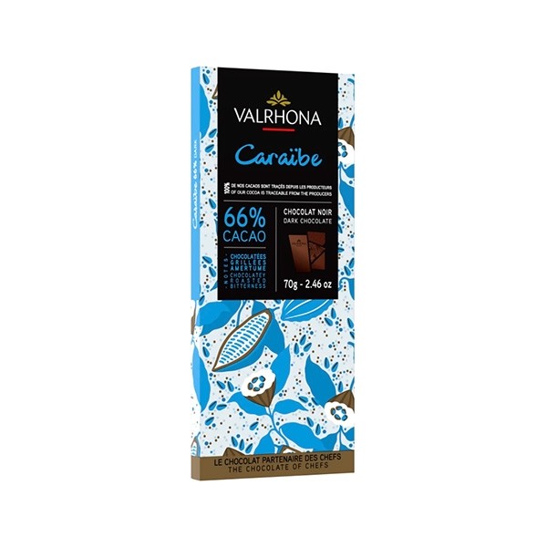 Valrhona Caraïbe 66% Dark Chocolate Bar - 70 grams 33040