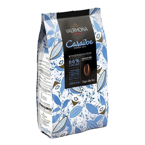 Valrhona Caraïbe Les Feves 66% Dark Chocolate Couverture Discs - 3kg 4654