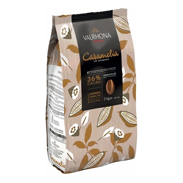 Valrhona Caramélia Les Feves 36% Milk Chocolate Couverture Discs - 3kg 7098