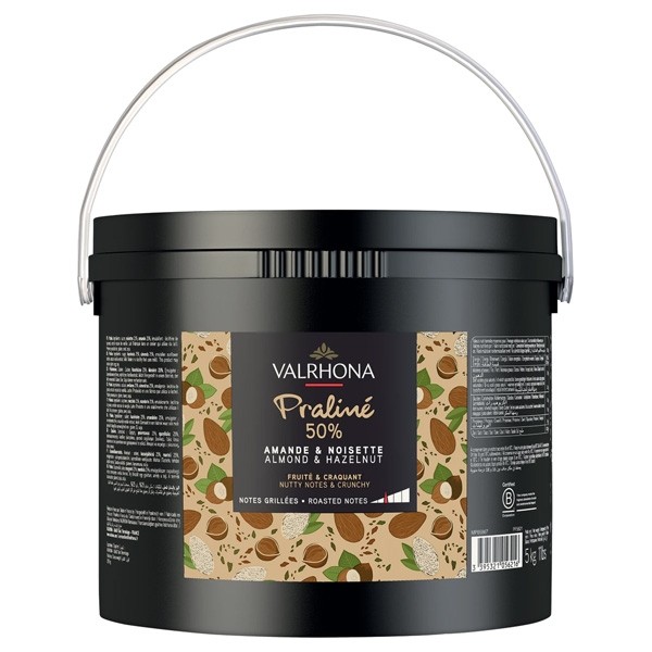 Valrhona Crunchy 50% Amande Noisette Praliné Paste Pail - 5kg 5621