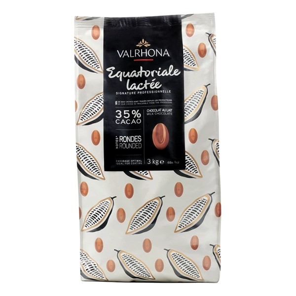 Valrhona Équatoriale Lactée Les Feves 35% Milk Chocolate Discs - 3kg 4662