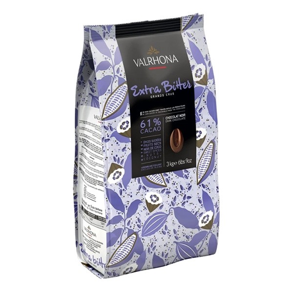 Valrhona Extra Bitter Les Feves 61% Dark Chocolate Discs - 3kg 4657