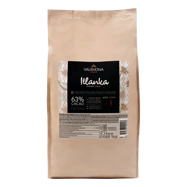 Valrhona Illanka Les Feves 63% Single Origin Dark Chocolate Discs - 3kg 48607