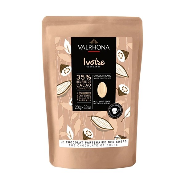 Valrhona Ivoire Les Feves 35% White Chocolate Discs - 250g 31212