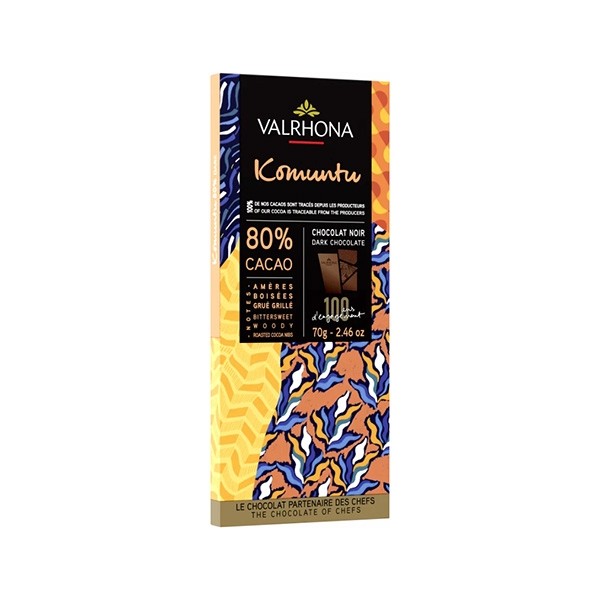 Valrhona Komuntu 80% Dark Chocolate Bar - 70 grams 40813