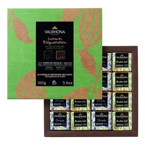 Valrhona Organic Milk & Dark Chocolate Napolitains Gift Box - 32 pc - 160g 34268