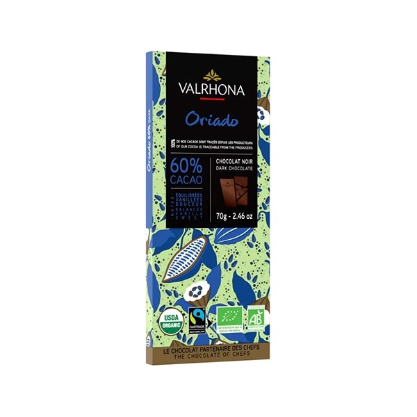 Valrhona Oriado Organic 60% Dark Chocolate Bar - 70 grams  33043