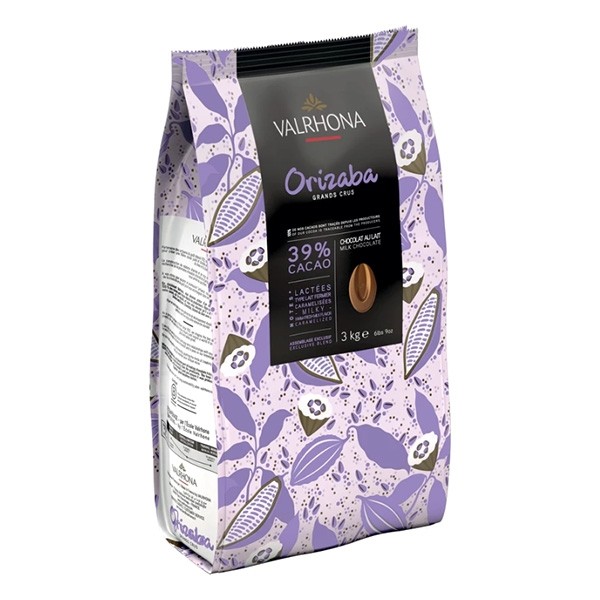Valrhona Orizaba Lactée Les Feves 39% Milk Chocolate Couverture Discs - 3 kg 6640