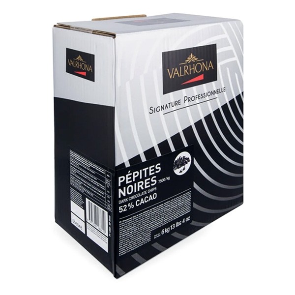 Valrhona Pepites Noires 52% Dark Chocolate Mini-Chips - 6kg