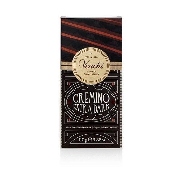 Venchi Cremino Fondente 75% Extra Dark Chocolate Gianduja Bar - 110 g