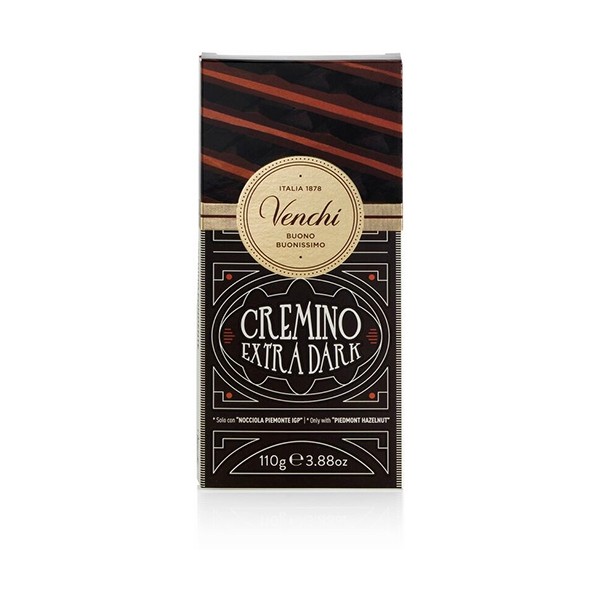 Venchi Cremino Fondente 75% Extra Dark Chocolate Gianduja Bar - 110 g 116210