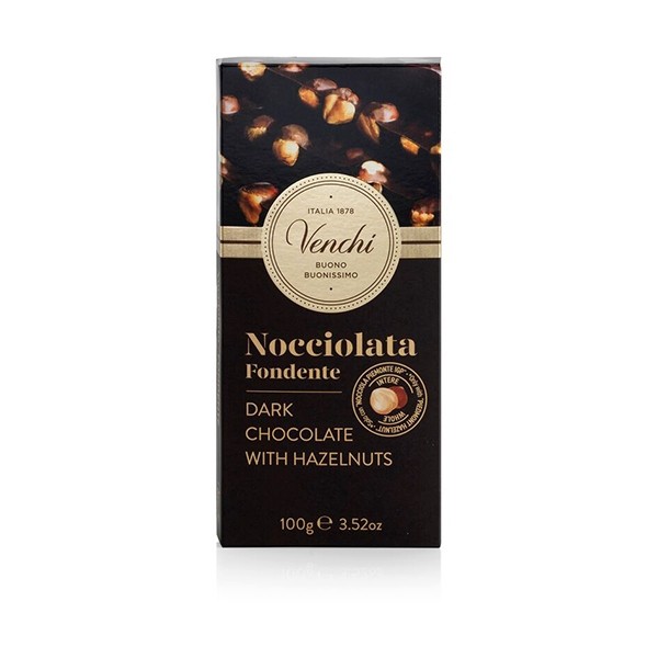 Venchi Nocciolata Fondente 60% Dark Chocolate & Hazelnuts Bar - 100 g