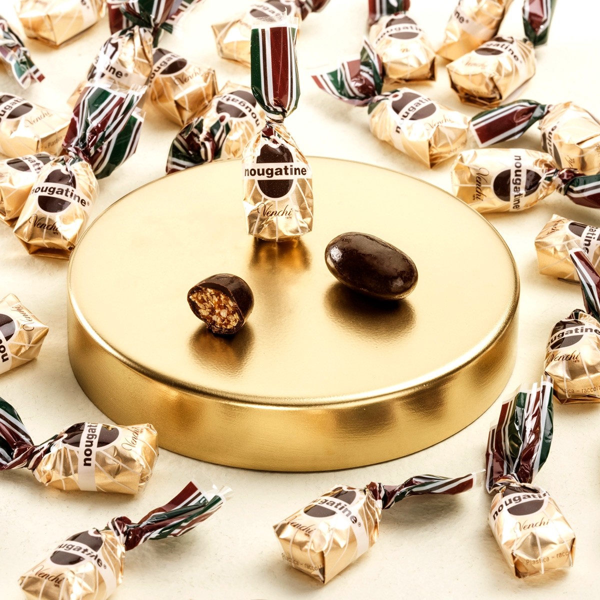 Venchi Nougatine Bonbons Hazelnuts in 56% Dark Chocolate Bag - 200g 180071