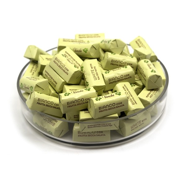Venchi Salted Nuts in White Chocolate Ingots Bag - 1kg 116646