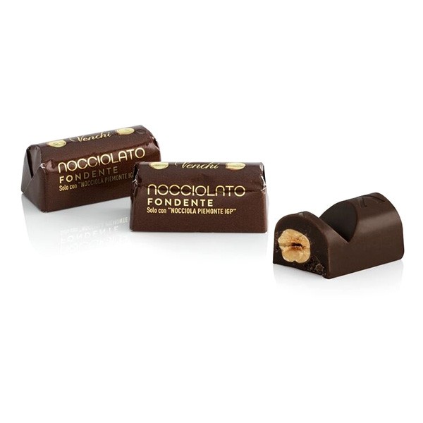 Venchi Whole Hazelnuts in 60% Dark Chocolate Ingots Bag - 200 grams 116644