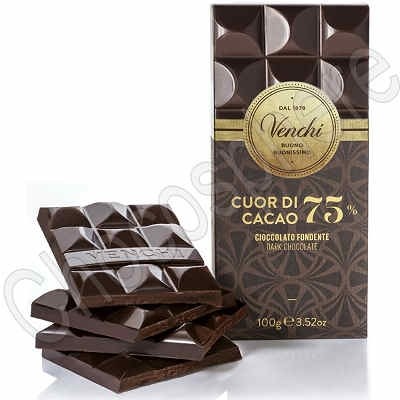"Cuor di Cacao" 75% Cacao Extra Dark Chocolate Bar - 100g