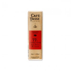 Cafe-Tasse Cafe-Tasse Extra Noir 77% Dark Chocolate with Cacao Nibs Bar - 45 grams 7066D