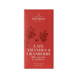 Cafe-Tasse Cafe-Tasse Lait Amandes & Cranberry 38% Milk Chocolate Almond & Cranberry Bar - 85 grams 5273D