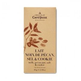 Cafe-Tasse Cafe-Tasse Lait Noix de Pécan 38% Milk Chocolate with Cookie & Sea Salt Tablet - 85 g