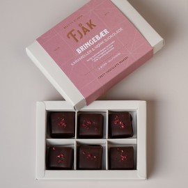 Fjak Raspberry Caramels in 70% Dark Chocolate Box - 90g