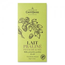 Cafe-Tasse Cafe-Tasse Pistachio Praline & Salt Milk Chocolate Bar - 95g – Chocosphere