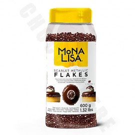 Mona Lisa “Shimmers” Scarlet Metallic Flakes Dark Chocolate Decorations Jar