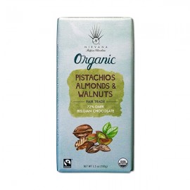 Nirvana Nirvana Pistachios, Almonds & Walnuts Organic 72% Dark Chocolate Bar - 100 g