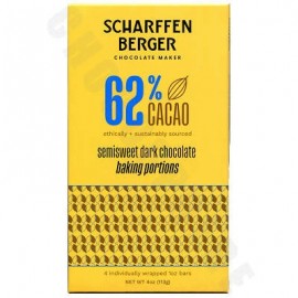 Scharffen Berger 62% Semi-Sweet “Baking Portions” Dark Chocolate Bar - 4oz