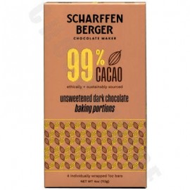 Scharffen Berger 99% Unsweetened “Baking Portions” Dark Chocolate Bar - 4oz