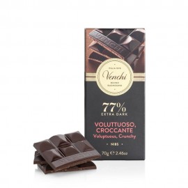 Venchi Voluttuoso Croccante 77% Dark Chocolate & Nibs Bar - 70g
