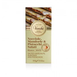 Venchi Venchi Hazelnuts with Salted Almonds & Pistachos 31% White Chocolate Bar - 100 g