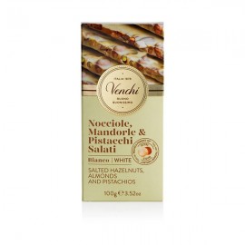 Venchi Venchi Hazelnuts with Salted Almonds & Pistachos 31% White Chocolate Bar - 100g 116208